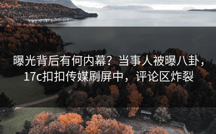 曝光背后有何内幕？当事人被曝八卦，17c扣扣传媒刷屏中，评论区炸裂