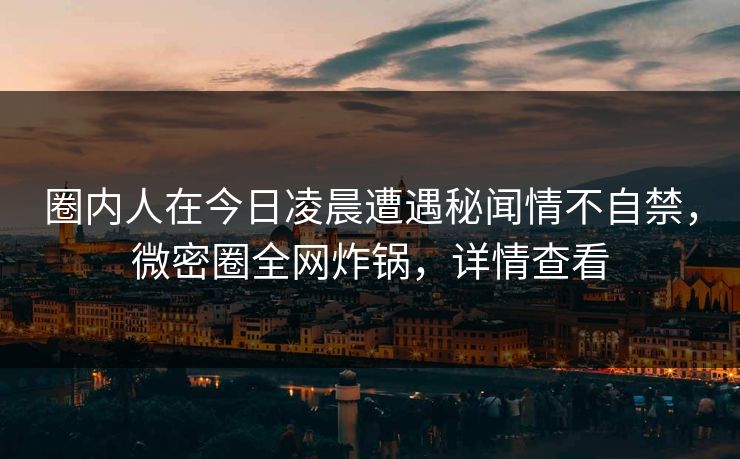 圈内人在今日凌晨遭遇秘闻情不自禁，微密圈全网炸锅，详情查看